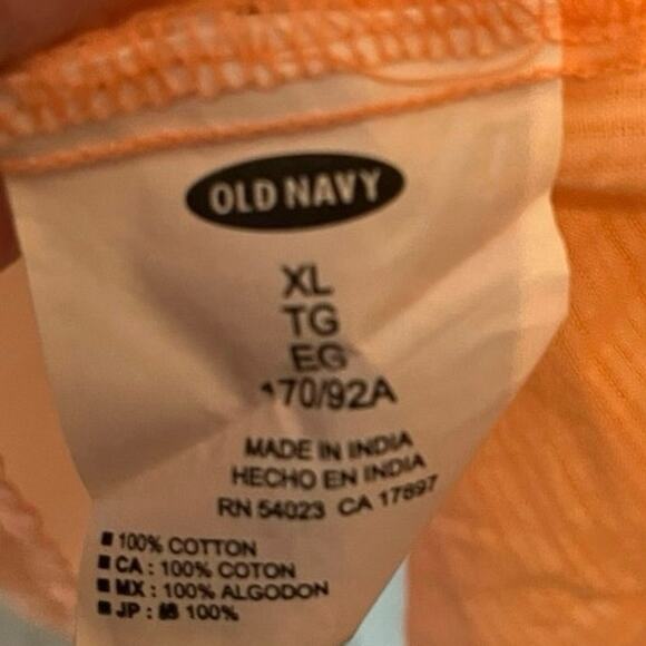 Old Navy Orange Swifty 3/4 Sleeve Blouse Top Shirt Large 100% Cotton  Coastal - Picture 4 of 5
